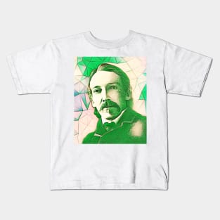 Robert Louis Stevenson Green Portrait | Robert Louis Stevenson Artwork 9 Kids T-Shirt